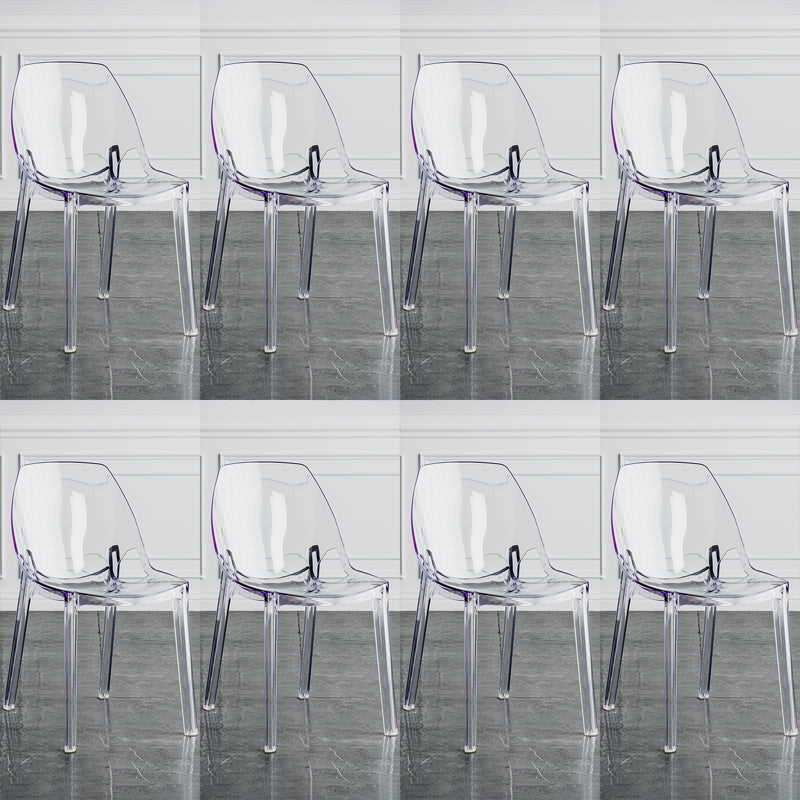 Indoor-Outdoor Plastic Side Chair Stacking Dining Accent Chair White 8 Piece Set Clearhalo 'Dining Chairs' 'Dining Tables & Seating' 'dining_chair' 'furn' 'furn_dining_chair' 'Furniture' 'Kitchen & Dining Furniture' 6635114