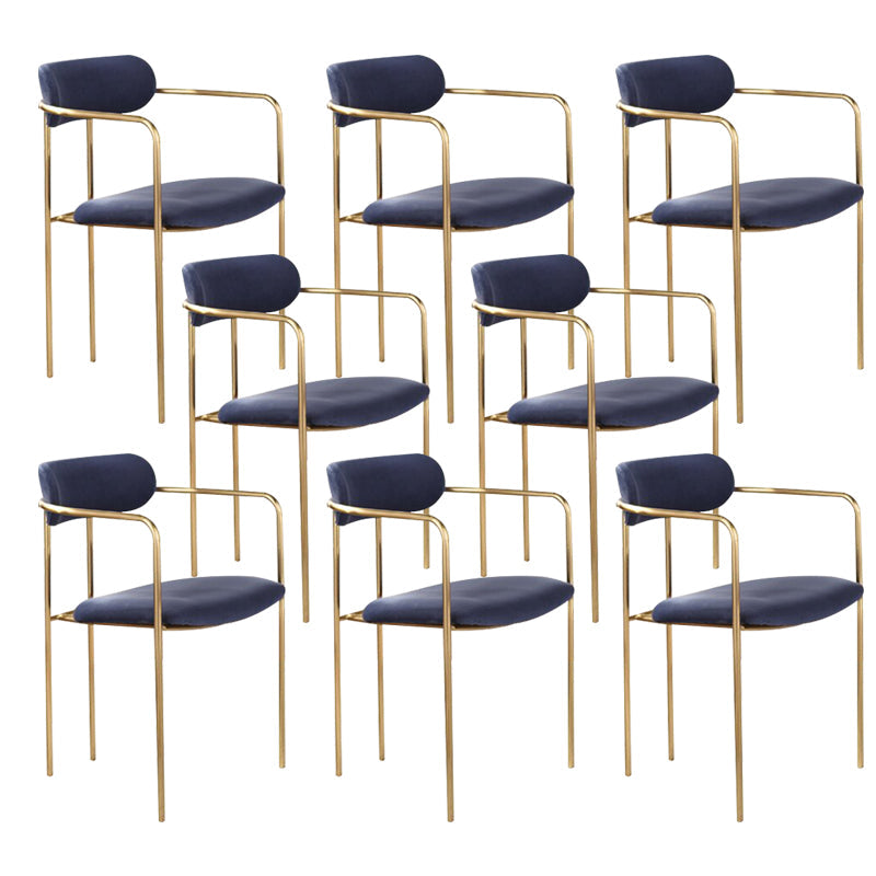 Glam Dining Arm Chair Velvet Dining Room Gold Legs Side Chair