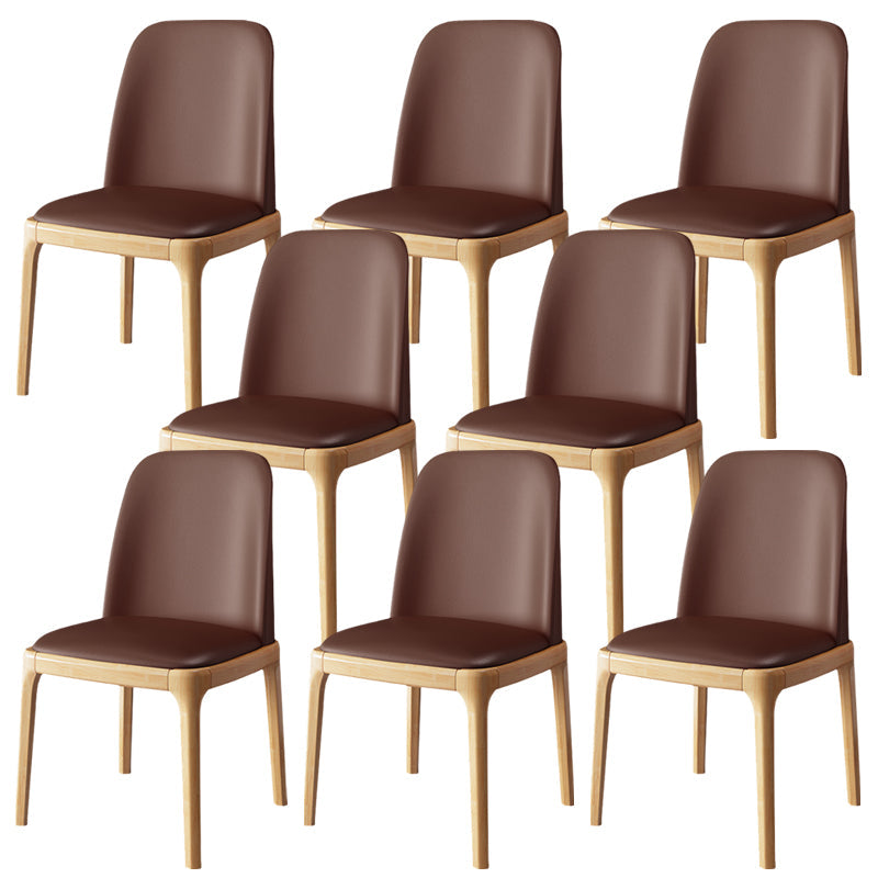 Wood Side Dining Chairs Modern Style Indoor-Outdoor Side Chair Brown 8 Piece Set Clearhalo 'Dining Chairs' 'Dining Tables & Seating' 'dining_chair' 'furn' 'furn_dining_chair' 'Furniture' 'Kitchen & Dining Furniture' 6635553