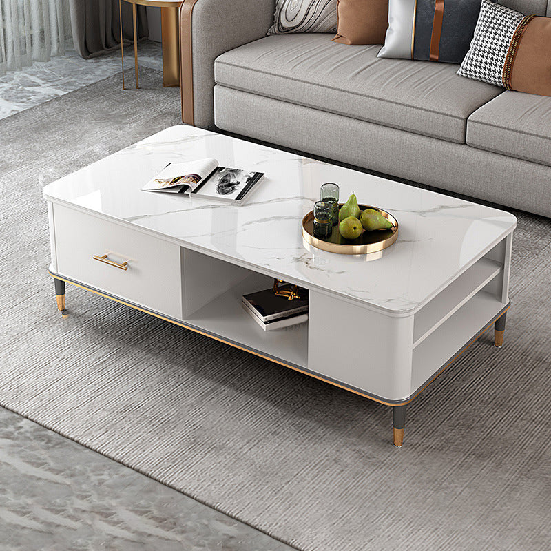 Tavolino da caffè da 17 "H glam tavolo da cocktail rettangolare con cassetto