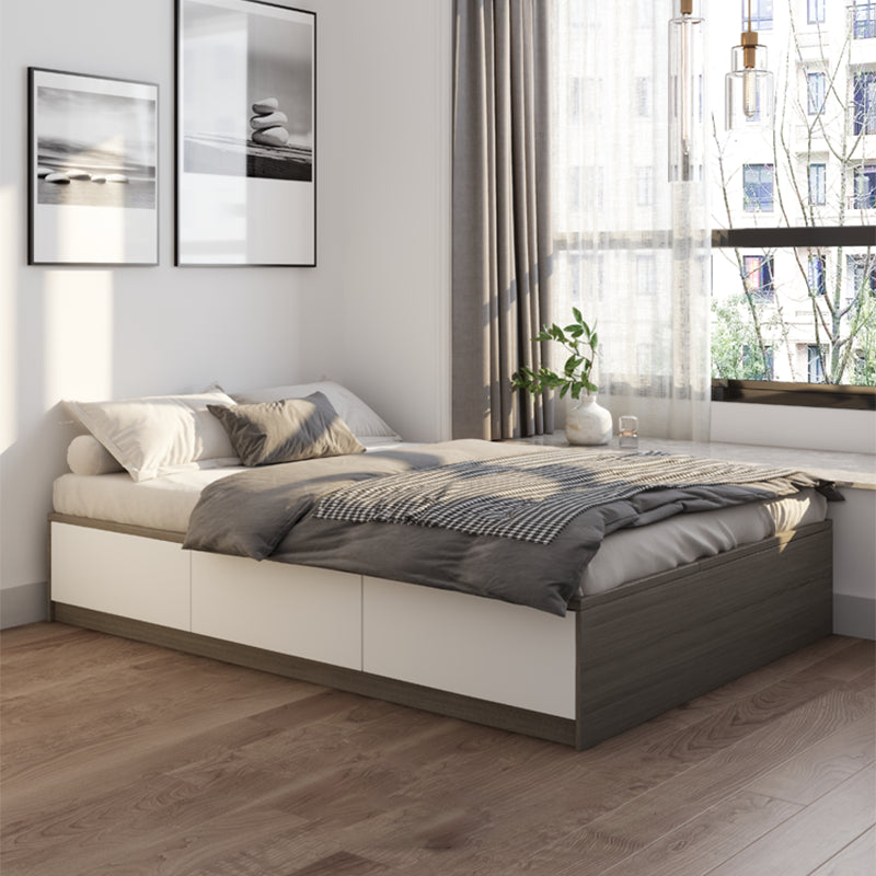 White and Brown Finish Platform Bed Lift Up Storage Platform Bed Frame
