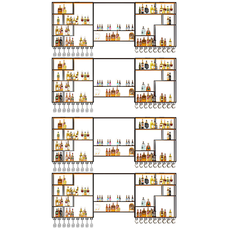 Porte-vides muraux en bois et porte-vin en métal en marron et noir