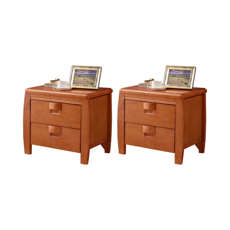 Solid Wood Nightstand Contemporary Bedside Cabinet with 2 Drawers Medium Wood 2 Piece Set Clearhalo 'Bedroom Furniture' 'furn' 'furn_night_stand' 'Furniture' 'night_stand' 'Nightstands' 6646193