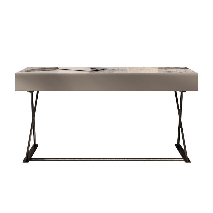 Escritorio de escritura de piedra contemporánea escritorio de la oficina de dormitorio en blanco con piernas