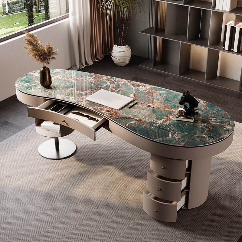 Scrivania da ufficio alta 31,5 pollici moderna scrivania in pietra con 3 cassetti