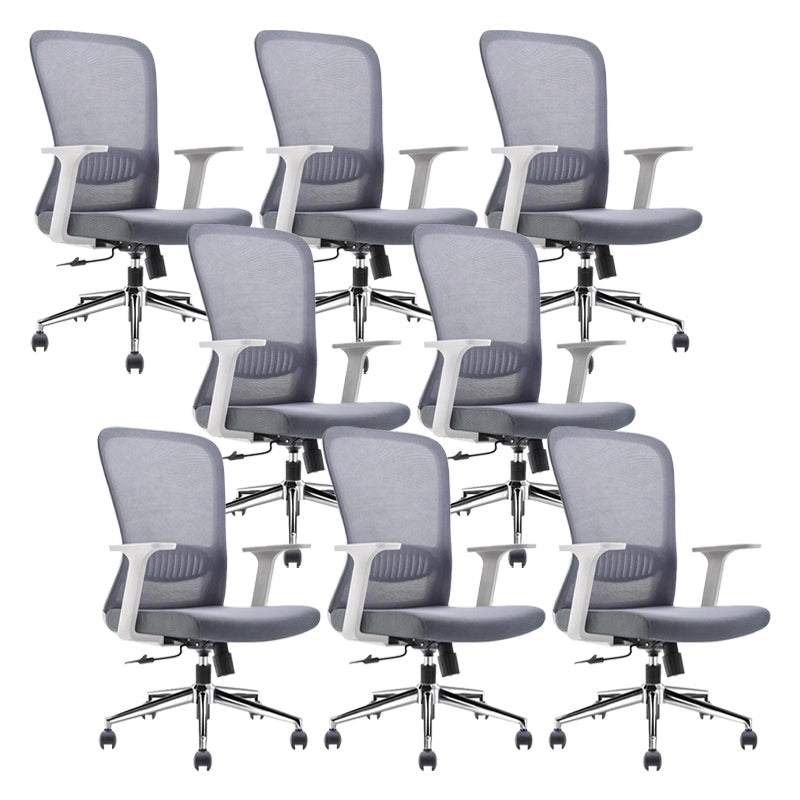 Fixed Arms Office Chair Upholstered No Distressing Modern Desk Chair White 8 Piece Set Casters Included Clearhalo 'furn' 'furn_office_chair' 'Furniture' 'Office Chairs' 'Office Furniture' 'office_chair' 6649556