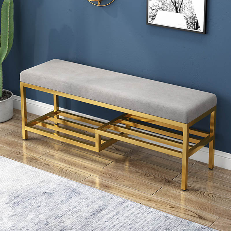 Glam 14" W Seating Bench Cushioned Rectangle Shoe Storage Entryway and Bedroom Bench 47"L x 14"W x 18"H Grey Clearhalo 'Benches' 'Chairs & Seating' 'furn' 'furn_benches' 'Furniture' 'Living Room Furniture' 6649965
