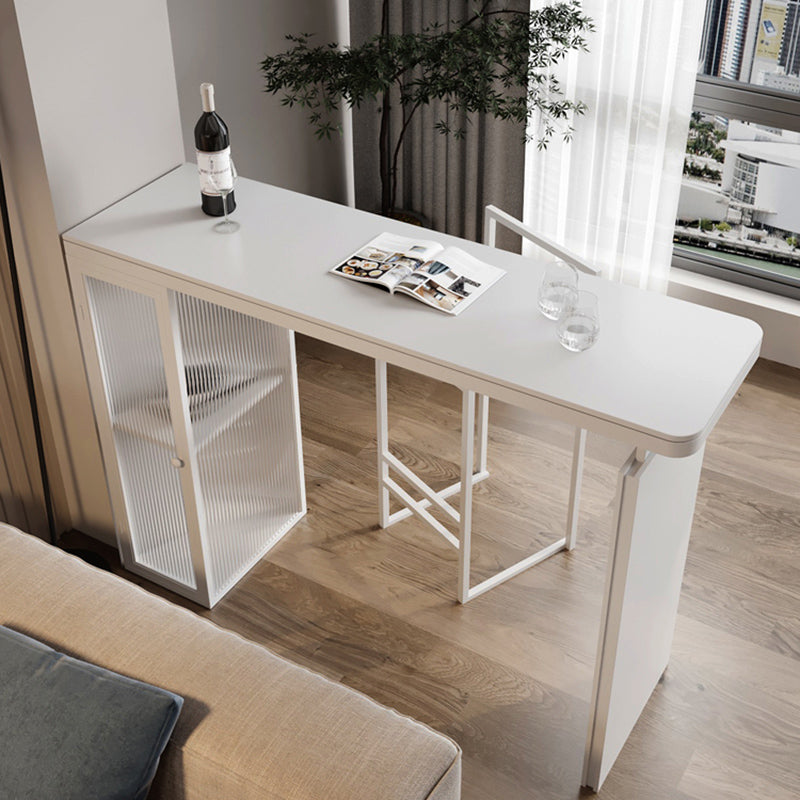 Rectangle White Stone Top Bar Table à manger à manger contemporain Bar hauteur table