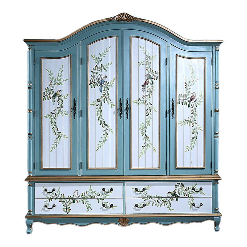Coastal Wardrobe with Hinged Doors Matte Finish Wood Cabinet for Home