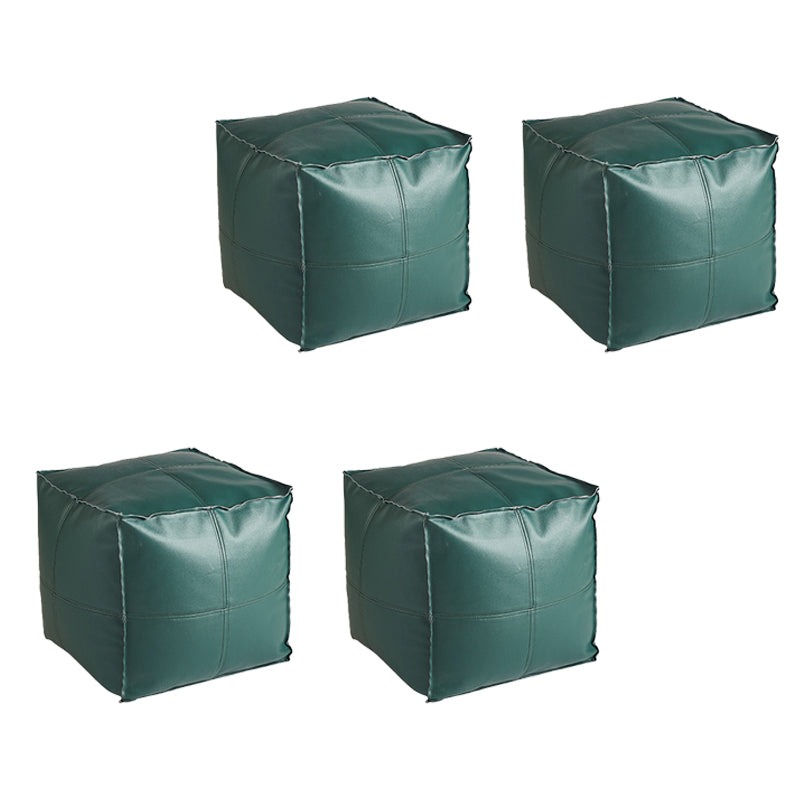 Modern Square Pouf Leather Water Resistant Pouf for Living Room Dark Green 4 Piece Set Clearhalo 'furn' 'furn_ottomans_poufs' 'Furniture' 'Living Room Furniture' 'Ottomans & Poufs' 'ottomans_poufs' 6651728