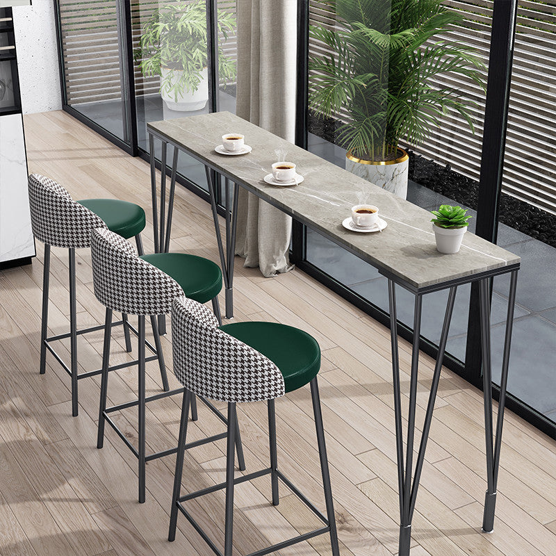 Mesa moderna de mesa de barra de 1/4 piezas colaborador de piedra rectangular con taburetes altos
