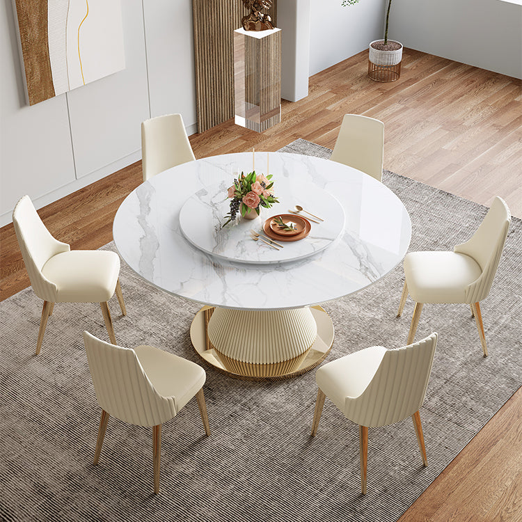 Luxury Round Dining Table Solid Wood Pedestal Dining Table for Dining Room