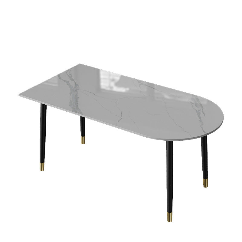 Black Base Dining Table Modern Stone Table for Kitchen Dining Room
