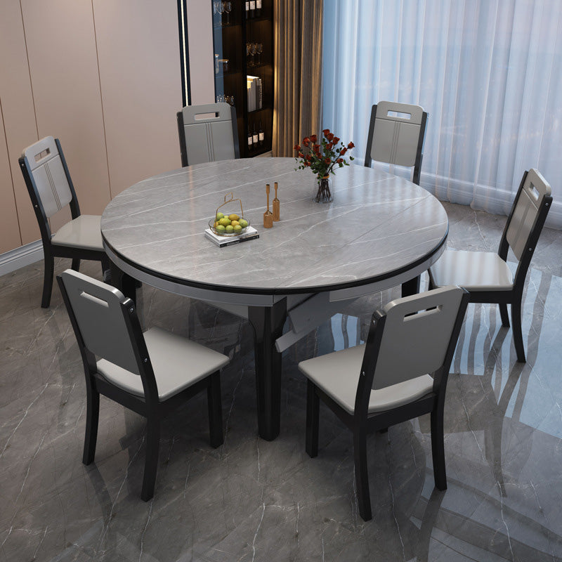 Modern Scalable Stone Dining Table 4 Legs Table for Dining Room 59.1"L x 59.1"W x 29.9"H Without Chairs Clearhalo 'Dining Tables & Seating' 'Dining Tables' 'dining_table' 'furn' 'furn_dining_table' 'Furniture' 'Kitchen & Dining Furniture' 6653438