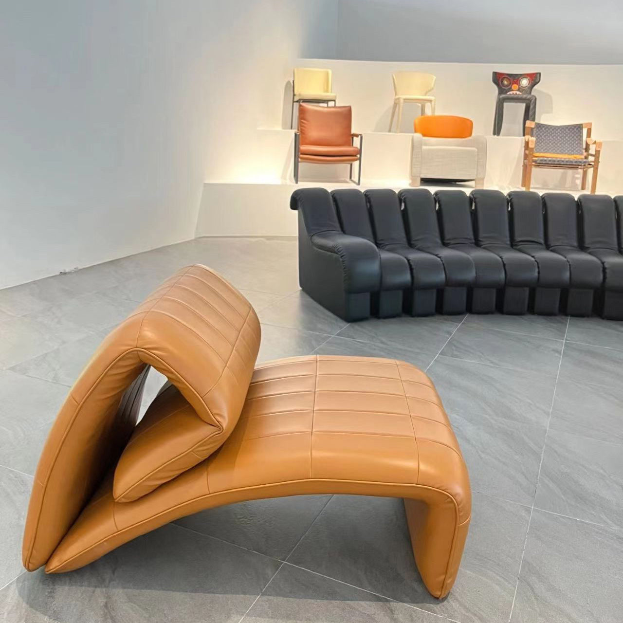 No Motion Standard Recliner Solid Color Genuine Leather Recliner Chair