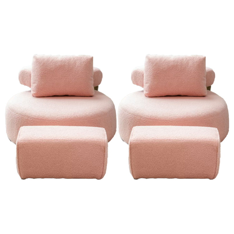 Modern Pillow Back Armless Living Room Solid Color Parsons Chair Pink 2 Piece Set With Ottoman Clearhalo 'Accent Chairs' 'accent_chairs' 'Chairs & Seating' 'furn' 'furn_accent_chairs' 'Furniture' 'Living Room Furniture' 6654432