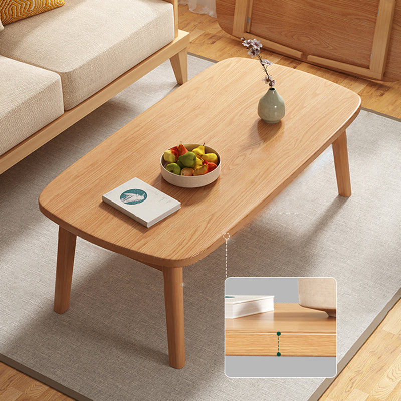 Mesa de café rectangular de madera maciza moderna 4 patas plegables mesa de cóctel
