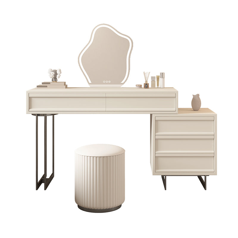 Contemporary Vanity Dressing Table in Beige with 2/5 Drawers