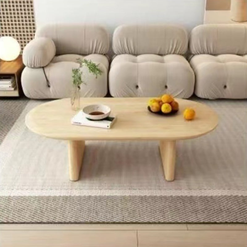Mesa lateral ovalada de madera sólida Mesa de estar moderna de la sala de estar con 2 patas