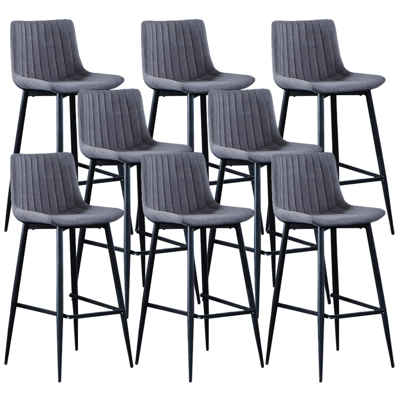 Modern Velvet Bar Stool Backrest Counter Stool for Dining Room Gray 8 Piece Set Clearhalo 'Bar Furniture' 'Bar Stools' 'bar_stools' 'furn' 'furn_bar_stools' 'Furniture' 'Kitchen & Dining Furniture' 6661769