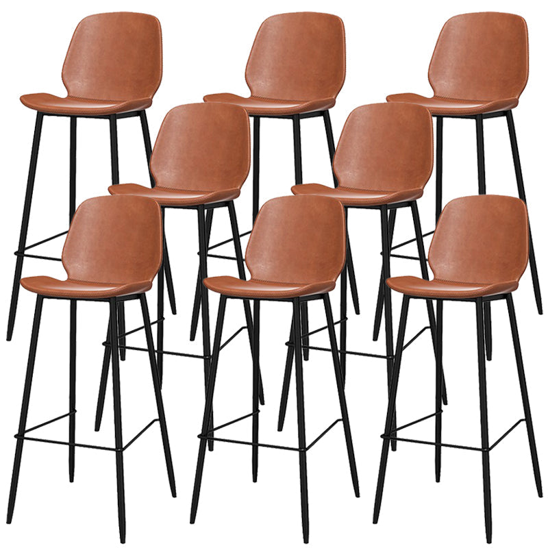 Metal Low Back Dining Stools Contemporary Armless Bar Stools with Footrest Brown 8 Piece Set Clearhalo 'Bar Furniture' 'Bar Stools' 'bar_stools' 'furn' 'furn_bar_stools' 'Furniture' 'Kitchen & Dining Furniture' 6662055