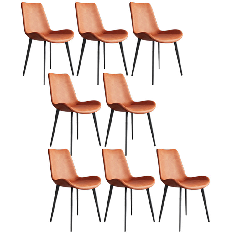 Chaise de salle à manger de cuisine sans bras chaise Parsons en cuir en cuir