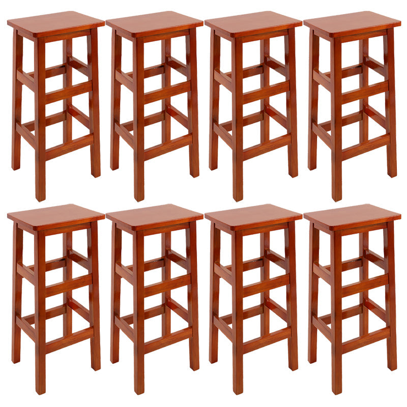 Solid Wood Bar Stool Counter Armless Backless Stool for Living Room Medium Wood 8 Piece Set Bar Stool(31"H) Clearhalo 'Bar Furniture' 'Bar Stools' 'bar_stools' 'furn' 'furn_bar_stools' 'Furniture' 'Kitchen & Dining Furniture' 6663410