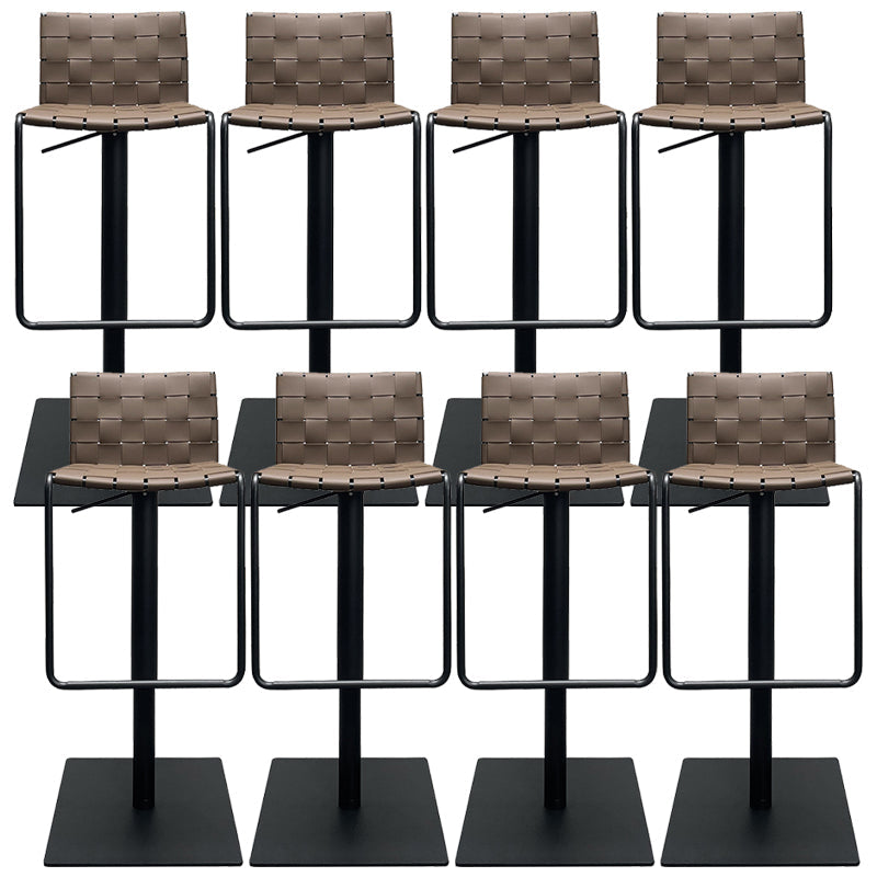 Industrial Leather Bar Stool Backrest Adjustable Counter Stool for Living Room Dark Brown 8 Piece Set Clearhalo 'Bar Furniture' 'Bar Stools' 'bar_stools' 'furn' 'furn_bar_stools' 'Furniture' 'Kitchen & Dining Furniture' 6663460