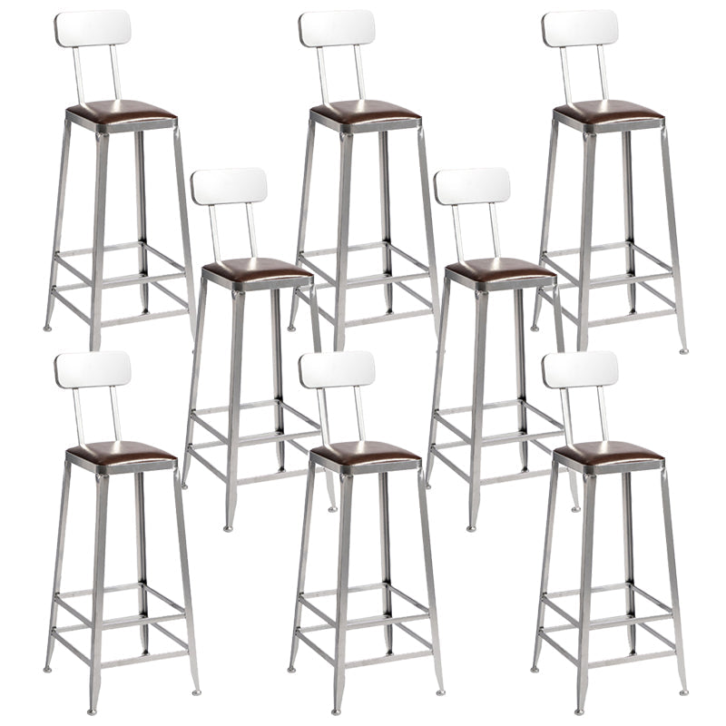 Faux Leather Dining Stools Armless Bar Stools with Metal Base With Back 8 Piece Set Bar Stool(31"H) Clearhalo 'Bar Furniture' 'Bar Stools' 'bar_stools' 'furn' 'furn_bar_stools' 'Furniture' 'Kitchen & Dining Furniture' 6664200