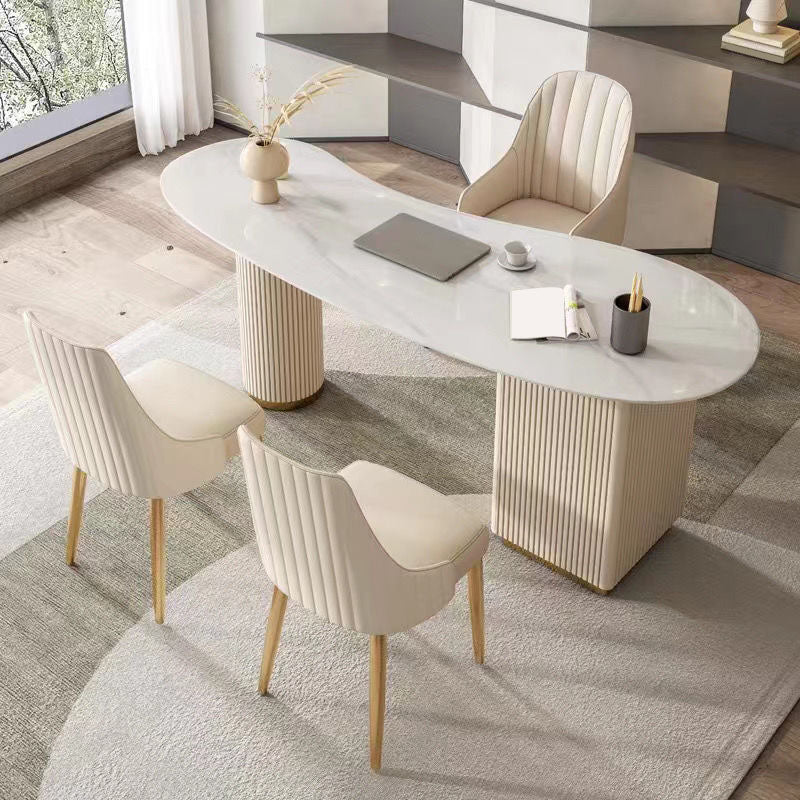 Escritorio de escritura de piedra contemporánea escritorio de la oficina en blanco con cajones