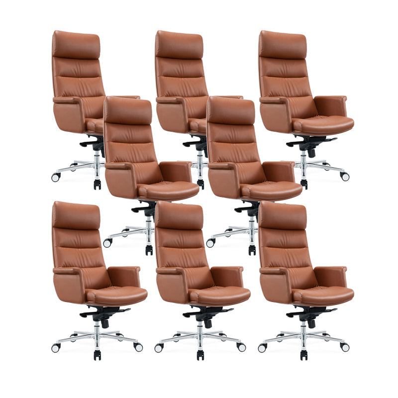 Modern Leather Executive Chair Height-adjustable Managers Chair for Office 8 Piece Set Clearhalo 'furn' 'furn_office_chair' 'Furniture' 'Office Chairs' 'Office Furniture' 'office_chair' 6665663