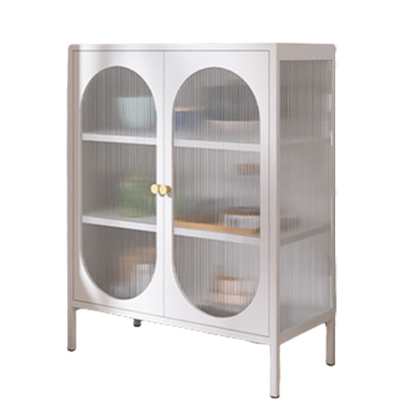 Eigentijdse porselein kast glazen deuren metalen opbergkast voor eetkamer