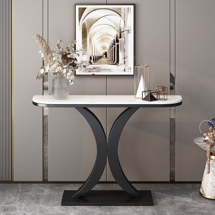 Tavolo console in marmo glam mezza luna di divano console di ferro per hall