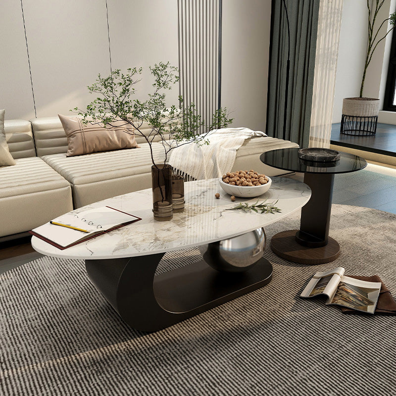 Tavolino da 14 "H glam tavolino ovale un tavolo da caffè a piedistallo