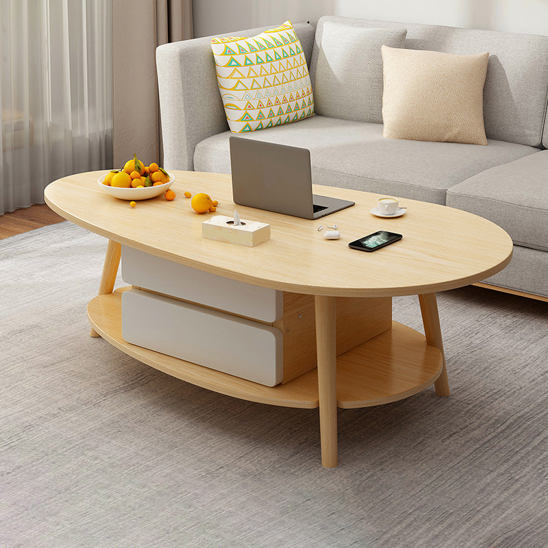 Contemporary Wooden Single Coffee Table 4 Legs Cocktail Table