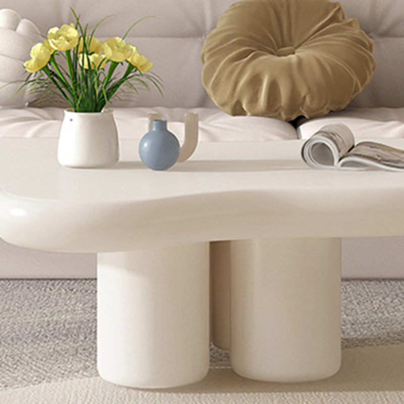 Modern Wooden Free Form Top Coffee Table 4 Legs Cocktail Table