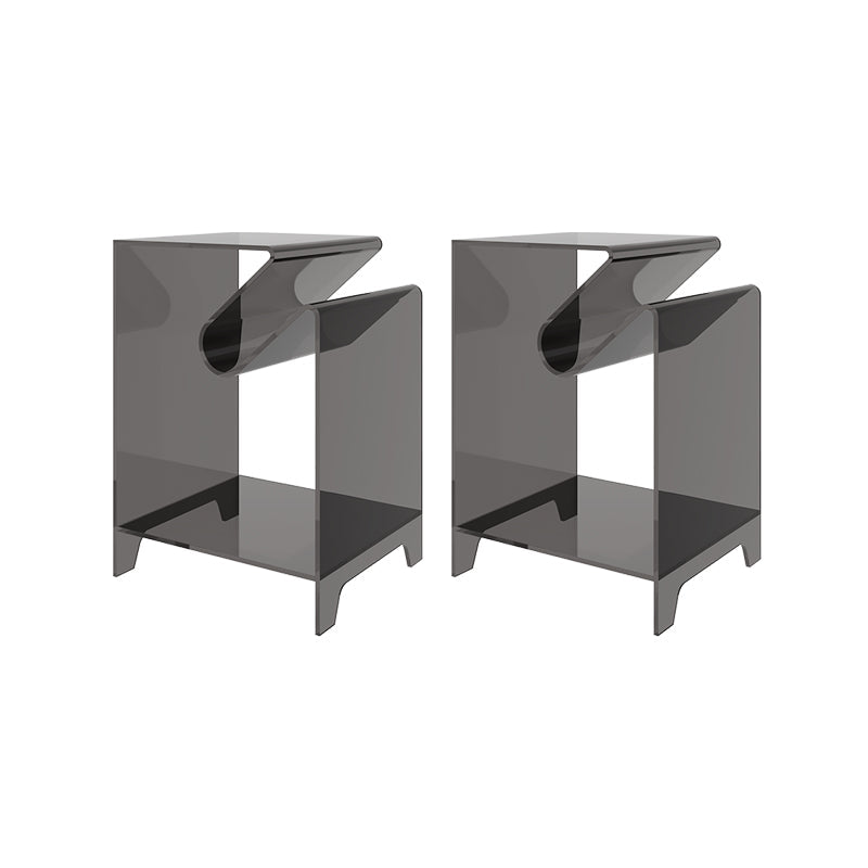 Table à deux niveaux en plastique Tableau de coin rectangulaire avec stockage