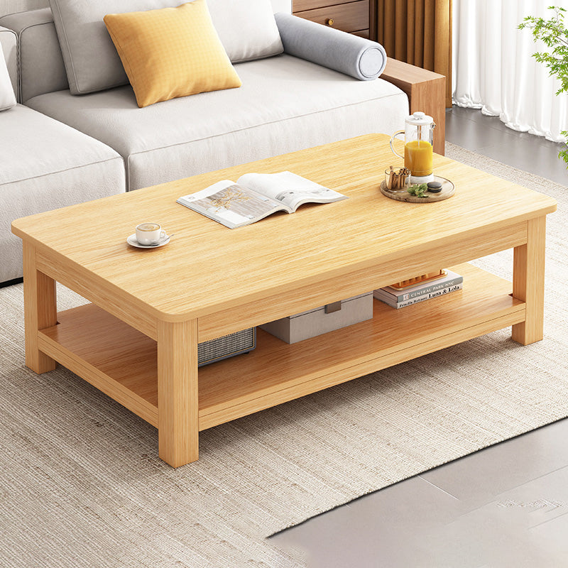 Contemporary Side Table Double Tier Wood Accent Side Table with Shelf