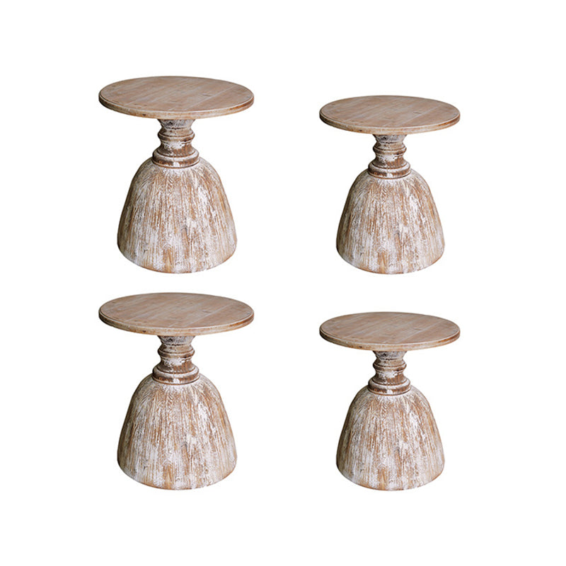 Tavolo laterale rotondo rustico in legno solido Fine laterale del piedistallo