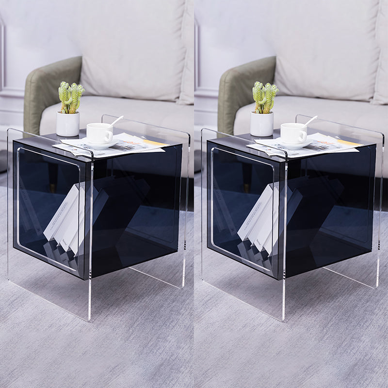 Modern Square End Table Double Tier Corner Table with Storage Black 2 Clearhalo 'Coffee & Accent Tables' 'End & Side Tables' 'end_side_tables' 'furn' 'furn_end_side_tables' 'Furniture' 'Living Room Furniture' 6671683
