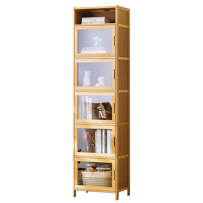 Contemporary Rectangle Storage Cabinet Natural Finish Accent Cabinet with Doors 17"L x 13"W x 67"H Light Yellow Clearhalo 'Cabinets & Chests' 'cabinets_chests' 'furn' 'furn_cabinets_chests' 'Furniture' 'Living Room Furniture' 6671818