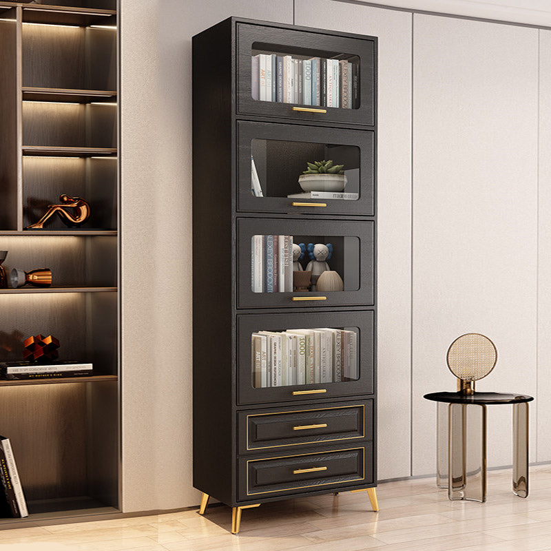 Contemporary Black Chest Glass Paned Accent Cabinet with Drawer Clearhalo 'Cabinets & Chests' 'cabinets_chests' 'furn' 'furn_cabinets_chests' 'Furniture' 'Living Room Furniture' 6671848