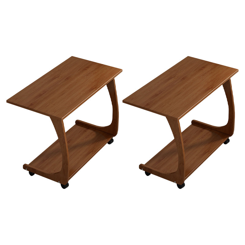 Tavolo accento lato divano di bambù in marrone moderno 1 - tavolo da scaffale con ruote