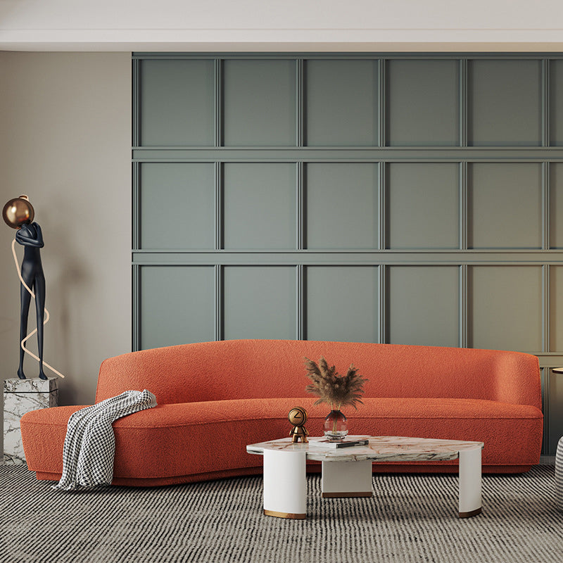 30" Wide Contemporary Sectional Sofa Fabric Curved Corner Sectional Flannel Tangerine Clearhalo 'furn' 'furn_sectionals' 'Furniture' 'Living Room Furniture' 'Sectionals' 6673274