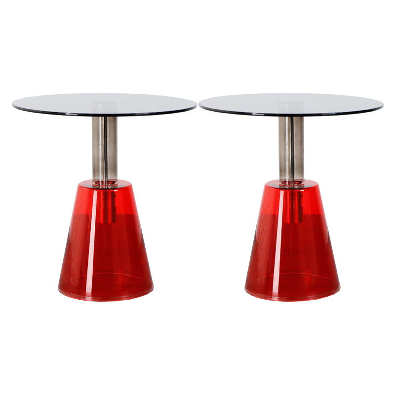 Contemporary Glass Pedestal Round Living Room Glass Top Side Table