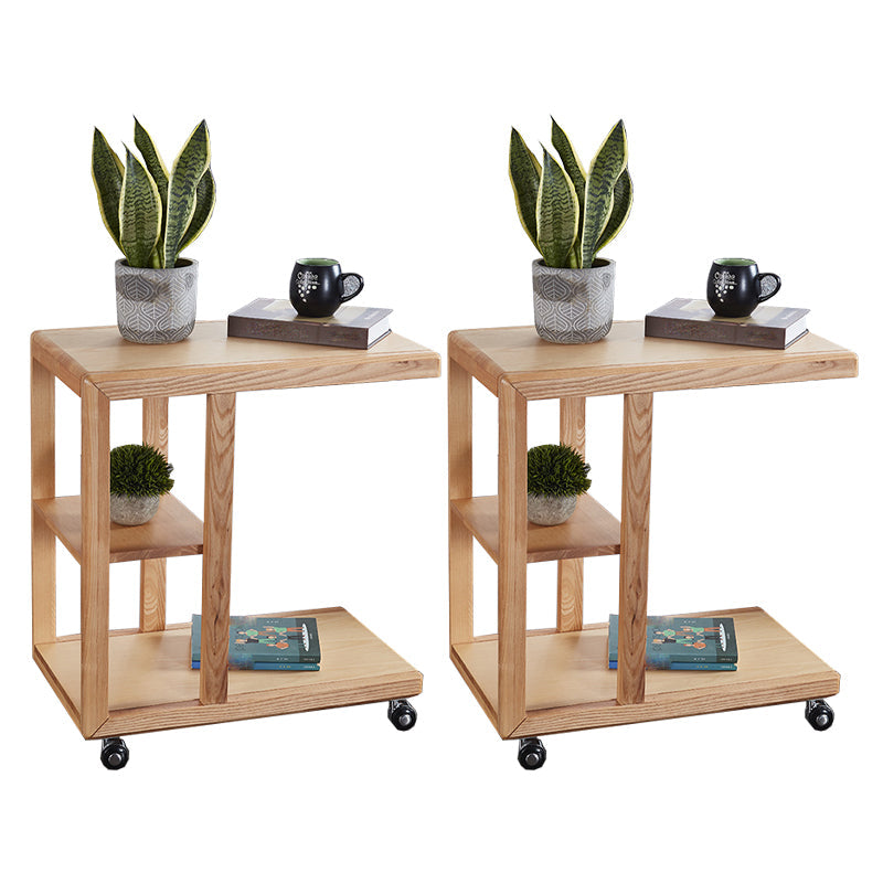 リビングルームのためのモダンなソリッドウッドエンドテーブル長方形のコーナーテーブル