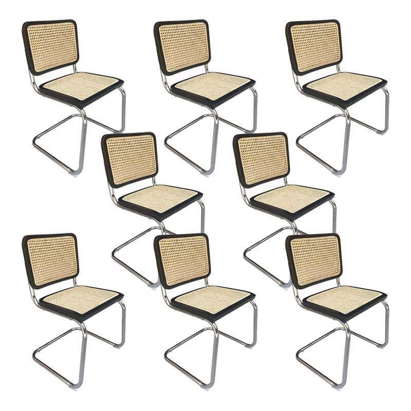 Contemporary No Arm Desk Chair No Wheels Task Chair for Office Black 8 Piece Set Clearhalo 'furn' 'furn_office_chair' 'Furniture' 'Office Chairs' 'Office Furniture' 'office_chair' 6674009