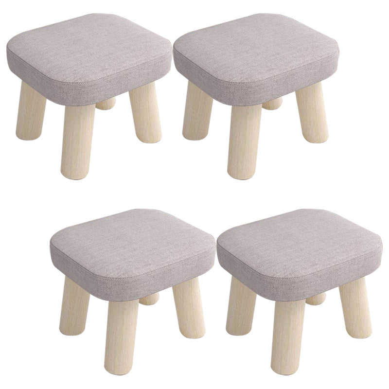Modern Wooden Standard Trea Resistant Solid Color Indoor Standard Grey 4 Piece Set Clearhalo 'furn' 'furn_ottomans_poufs' 'Furniture' 'Living Room Furniture' 'Ottomans & Poufs' 'ottomans_poufs' 6675439