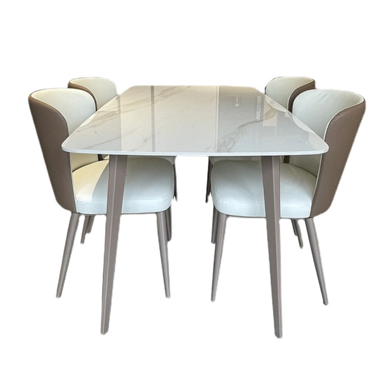 Mesa de comedor de piedra moderna medieval con mesa de pedestal de 4 patas para cocina