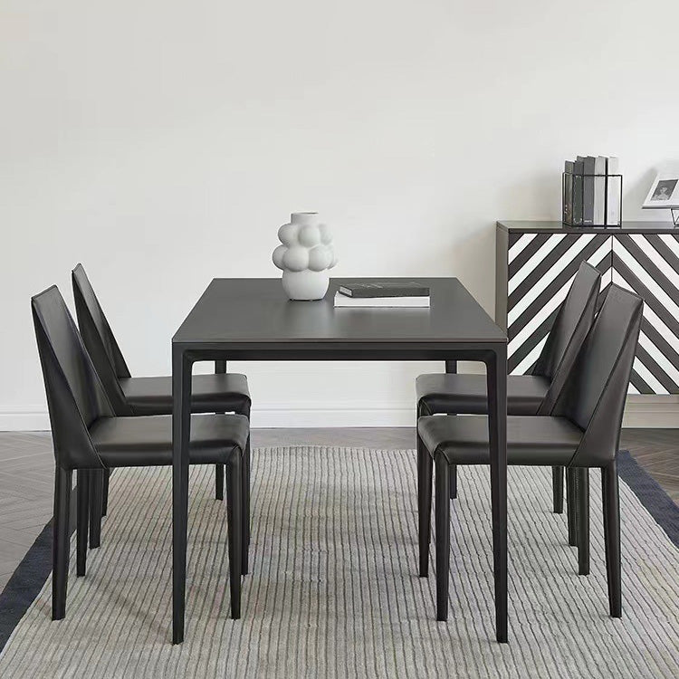 Table à manger en pierre moderne médiévale, 4 pieds noirs, pour salle à manger
